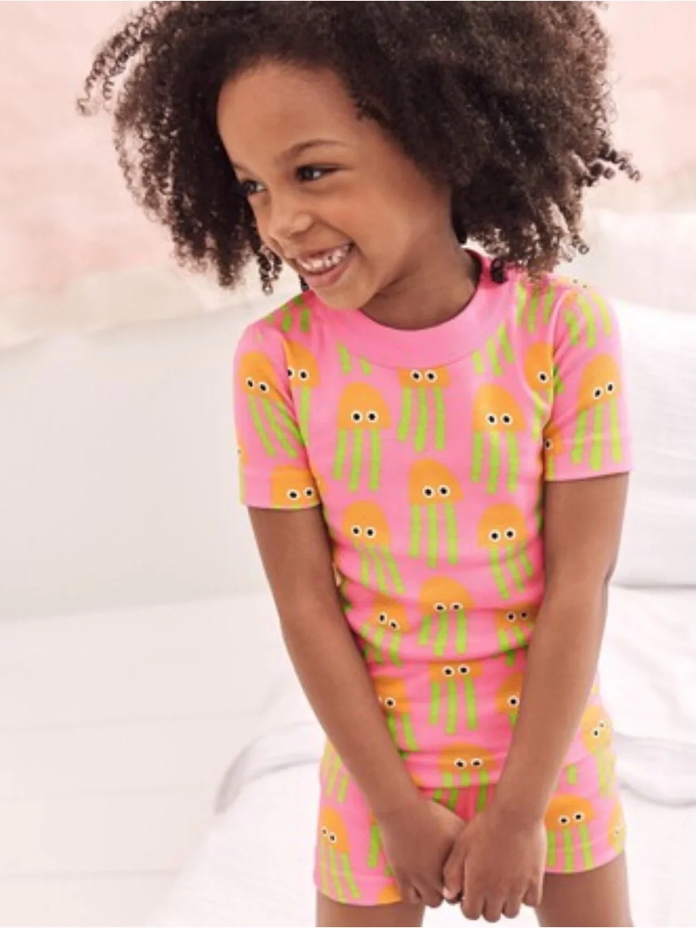 Hanna Andersson Pink Short-Sleeve Jellyfish Pajama Set